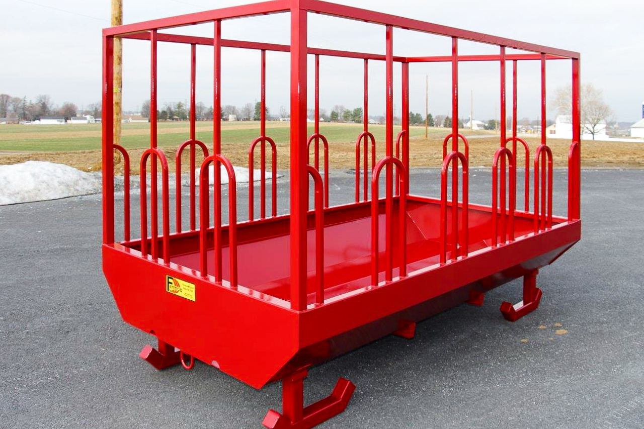 red custom farm equipment hay feeder