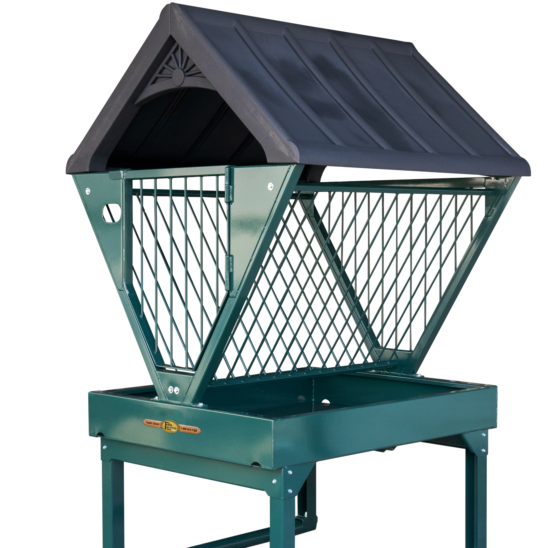 black roofed farmco 45H model horse hay feeder with roof for sale