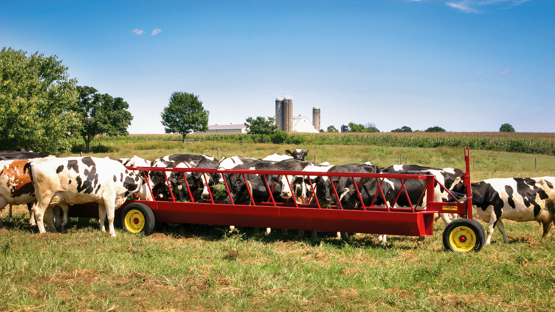 large feeder as example of best way to feed hay to cattle